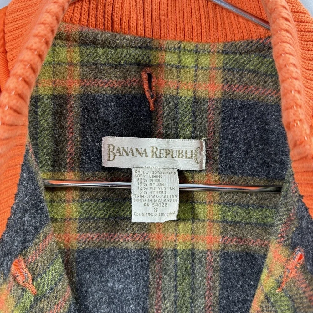 Banana Republic Vest Mens Small Orange Quilted Wool Lined Full Zip Outdoor